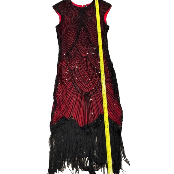FUNDAISY STUNNING Red & black Sequin Flapper Dress Size XS - Picture 9 of 13